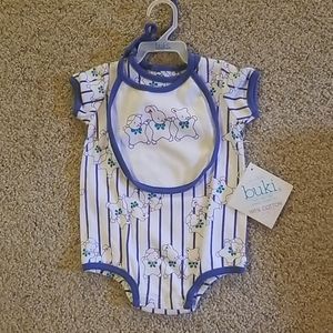 3-6 mo Romper with matching bib